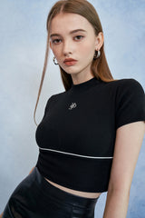 HIDE Piping Crop Top (1/2) (Black) (6570966876278)