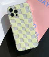 トランスペアレントチェッカーボードイェローフォーンケース / Transparent Checkerboard Yellow Phone Case