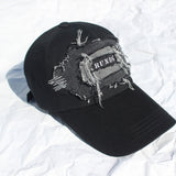 denim patchwork ball cap (washed black)