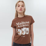 マルチーズアーカイブTシャツ/Maltese archive half sleeve tshirt women