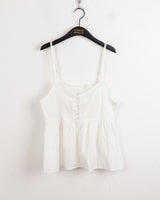 Keobing vintage V-neck buttoned lace strap adjustable sleeveless