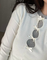 ribbon long sleeve T-shirt (4colors)