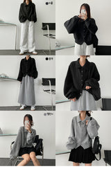 It Foam Soft Snap Collar Balloon Cardigan