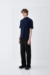 RIB MOCK NECK HALF T-SHIRT NAVY (6566874284150)