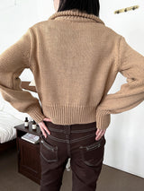 ケーブル ハイネック ニット ジップアップ / Cable high neck knit zip-up (3color)