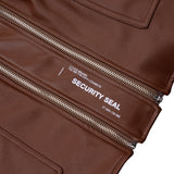 [UNISEX] Faux-Shearling and Leather Coat (Brown) (6656031850614)