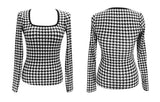 ハウンドチェックスクエアネックラッシュガードトップ/Hound check square neck rash guard top (black)