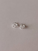 [92.5silver] line heart one-touch earrings (mini)