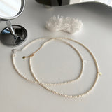 淡水パールイノセントデイリーシンプルレイヤードネックレス/dio Silver 925 Fresh Water Pearl Necklace Innocent Daily Simple Layered Necklace