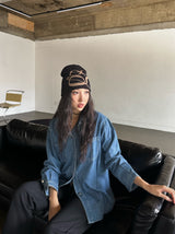 Bold denim loose fit shirt