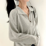ルーズハーフジップロングスリーブカラーTシャツ
