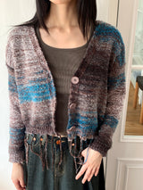 Sackle Vintage Fringe Mix Knit Cardigan
