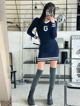 イブリブカラードレス/Eve ribbed collar dress