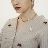 Finger Hole Ribbon Cardigan [Beige]