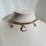 Moon and Star Bold Chain Choker - Gold