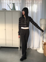 Chipo ストライプブラッシュクロップジップアップ