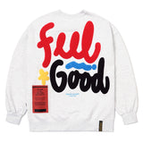 フィールグッドオーバーサイズドヘビースウェットシャツ / 22 FEEL GOOD OVERSIZED HEAVY SWEAT CREWNECK WHITE MELANGE / BLACK