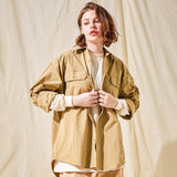 VZロゴビックオーバーフィットナイロンワークシャツベージュ/VZ Logo Big Over Fit Nylon Work Shirt Beige (6683364098166)