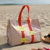 コットン 2WAY キャンバスバッグ / COTTON 2WAY CANVAS BAG-CREAM+ORANGE