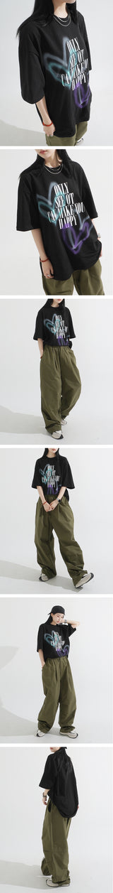 ハートスプレーオーバーフィットTシャツ