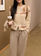 Nordic Bear Wool Knit Cardigan (3color)