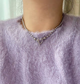 cho ボールチェーンハートボールドデイリールックチョーカーショートネックレス / cho Ball Chain Heart Bold Daily Look Choker Short Necklace