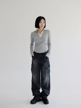 セニティーカーゴパンツ / no.5184 Senity Cargo Pants - Black denim
