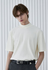 RIB MOCK NECK HALF T-SHIRT IVORY (6566873890934)