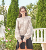 Heavy Twisted Knit Pullover (Melange Brown) (6643872333942)