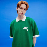 ドルフィンカラーハーフスリーブニット/Dolphin collar half sleeve knit