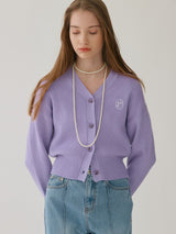 (CD-22137)BASIC BUTTON CARDIGAN LAVENDER (6672299327606)