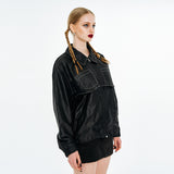 Layered Stitch Windbreaker [Black]