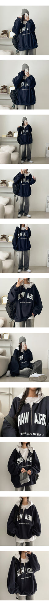 Lacon Oversized Fit Half Zip-Up Coloring Hoodie