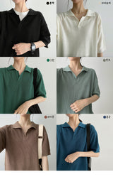 デリカラー半袖ニット / Deli Collar Short-Sleeved Knitwear