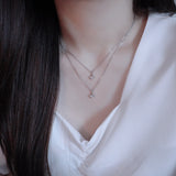 Double mini butterfly layered necklace