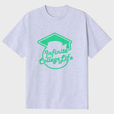インフィニティーカレッジライフクルーネックアッシュグレイユニセックスTシャツ / Infinite college life crew neck ashgrey Unisex T-shirt
