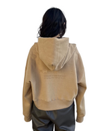 エンボスクロップドフーディー/Emboss Cropped Hoodie-BEIGE