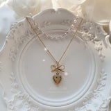 Vintage Gold Heart Layered Necklace