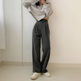 [ハイウェスト］ワンボタンピンタックスラックス / [High waist] one-button pin tuck slacks