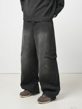 Slash cargo denim pants 2color