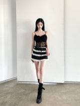 998. Lace see-through ribbon top (2color)