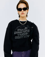 スプレーアーチロゴクロップスウェット/SPRAY ARCH LOGO CROP SWEATSHIRT-CHARCOAL