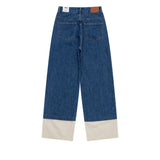 セミワイドフィットデニムパンツ/SEMI WIDE FIT BLUE + WHITE DENIM PANTS [17724]