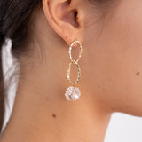 オーバルリンクニットペンダントドロップピアス/Oval link knit pendant drop earring