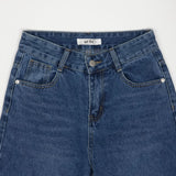 ストレートフィットロールアップ刺繍デニムパンツ / STRAIGHT FIT ROLL UP EMBROIDERY DENIM PANTS [6863]