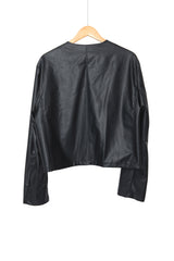 クロップレザーカーディガン / Crop leather cardigan