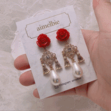ローズシャンデリアピアス / Red Rose Chandelier Piercing