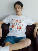 Peace and love short sleeve T-shirts white (6594388492406)