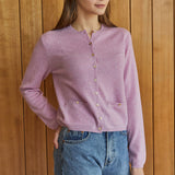 100%cashmere steel button pocket cardigan_violet mist (6653767745654)