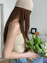 レイヤードニットチューブトップ / layered knit tube top